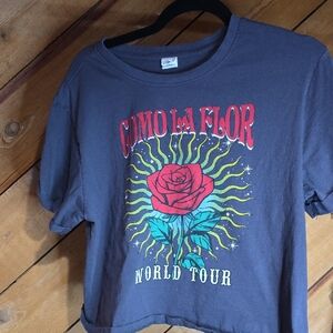 Vibe N Como La Flor World Tour Graphic Crop Tee Charcoal Grey XL Selena Inspired